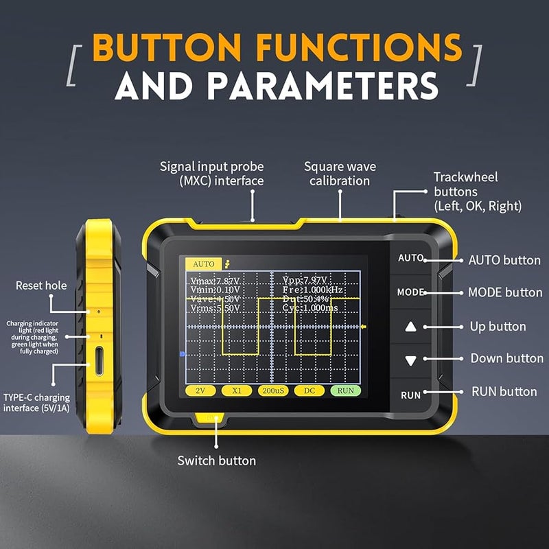 Handheld Digital Oscilloscope 200Khz Bandwidth Automotive Electronics Tester Waveform Generator - Image 5